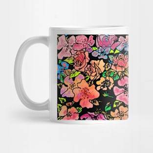 Happy Black Rose Watercolor Pattern Mug